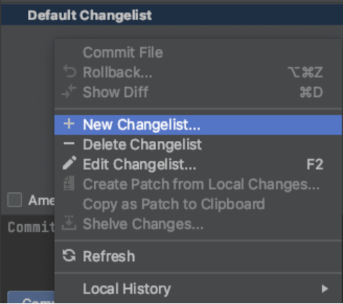default changelist
