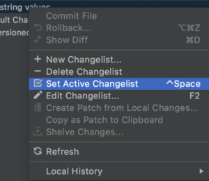 set active changelist